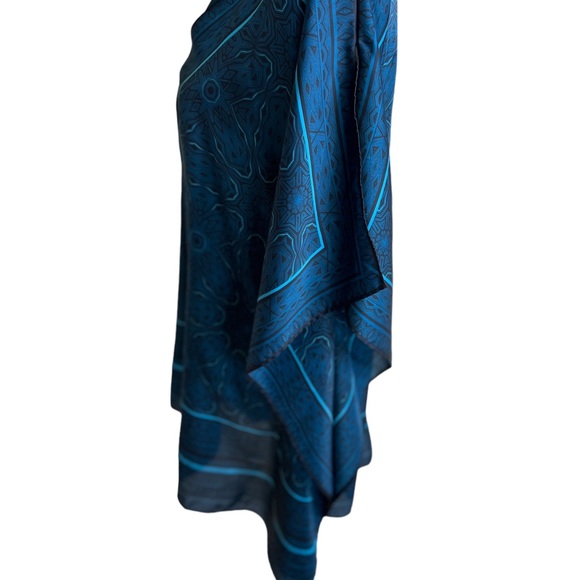 DANA BUCHMAN women’s top size medium teal blue kimono slit open sleeves print - Picture 5 of 11